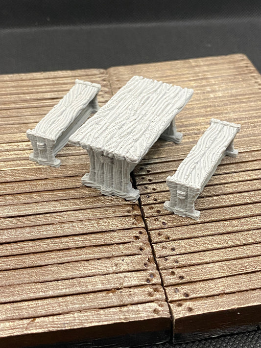 Drunken Imp Inn - Long Table and benches