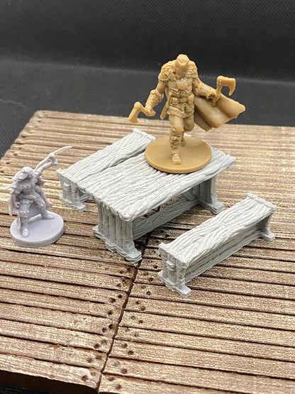 Drunken Imp Inn - Long Table and benches