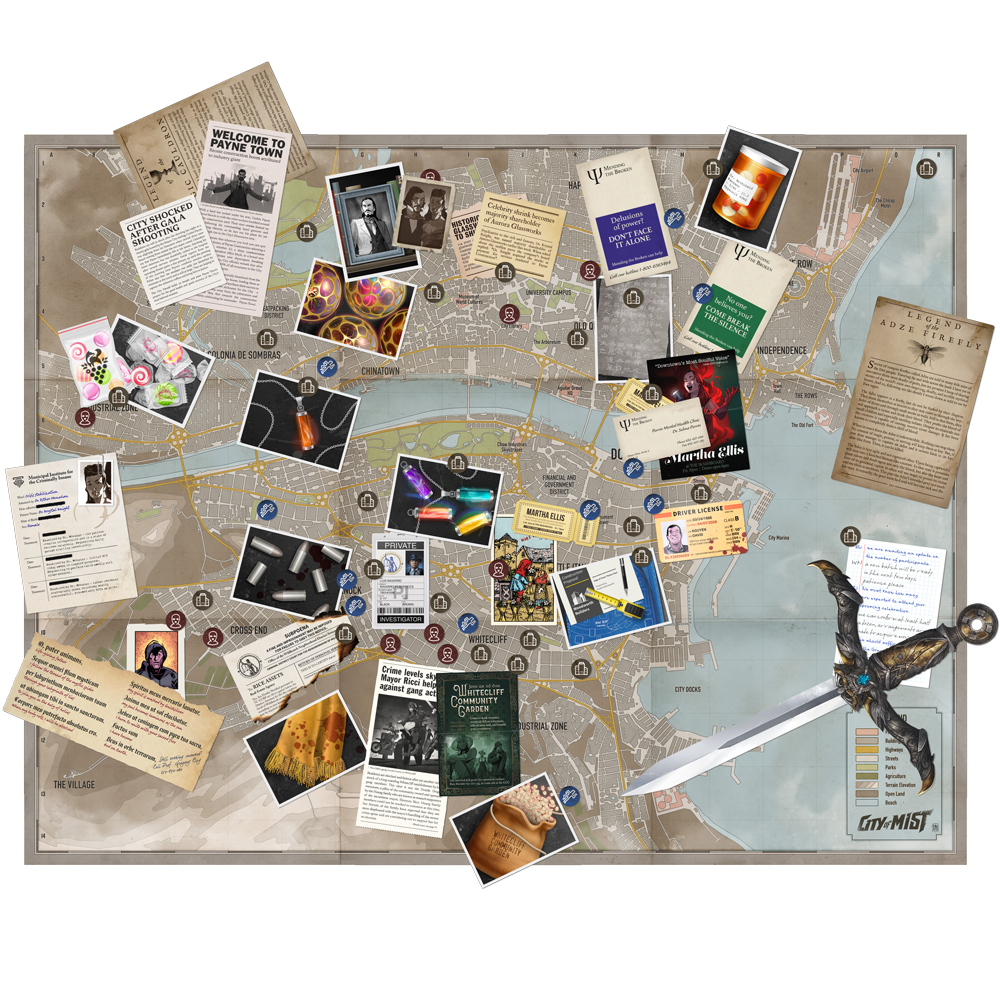 City of Mist - Crime Board City Map