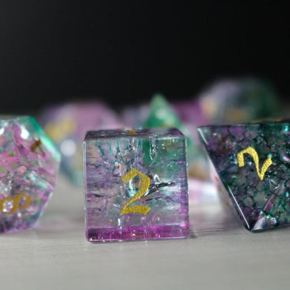 Moon Gate Purple Forge Fire Glass DND Dice Set
