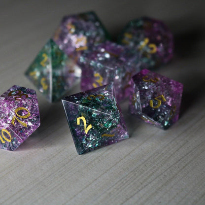 Moon Gate Purple Forge Fire Glass DND Dice Set