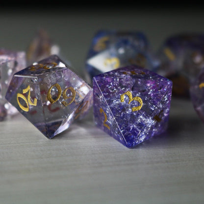 Purple Cloud Forge Fire Glass DND Dice Set