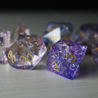 Purple Cloud Forge Fire Glass DND Dice Set