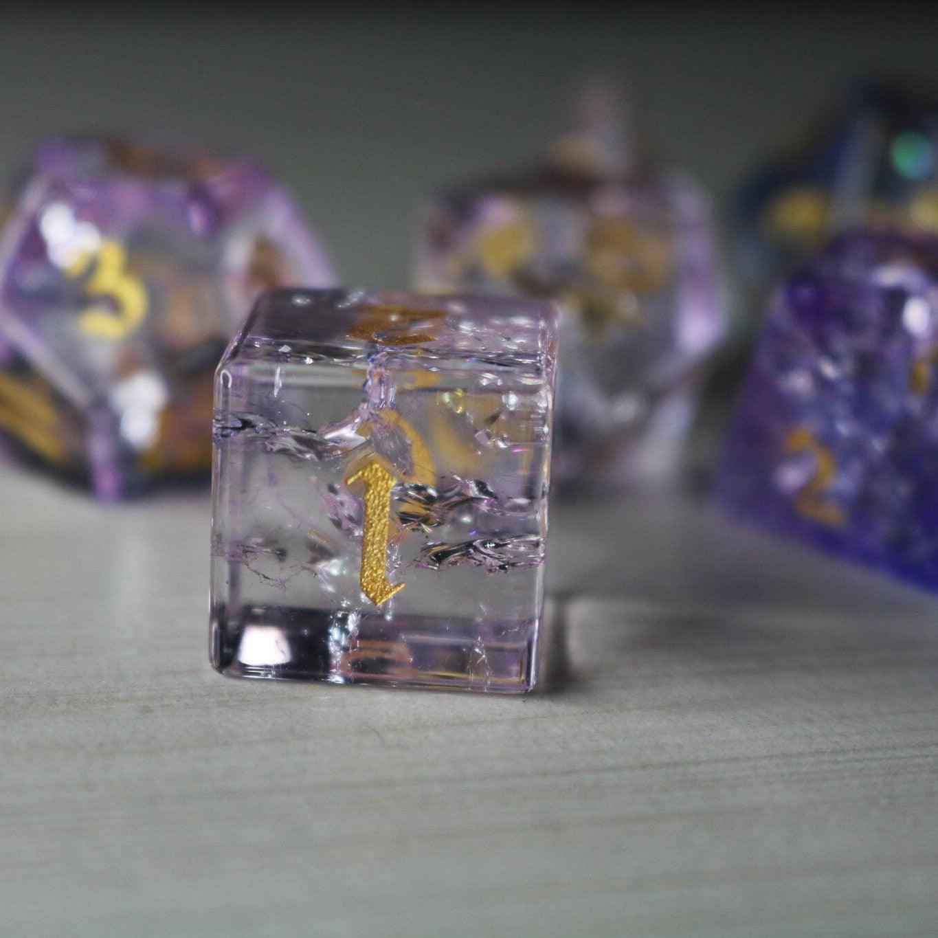 Purple Cloud Forge Fire Glass DND Dice Set