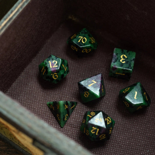 Zoisite Polyhedral Gemstone DND Dice Set