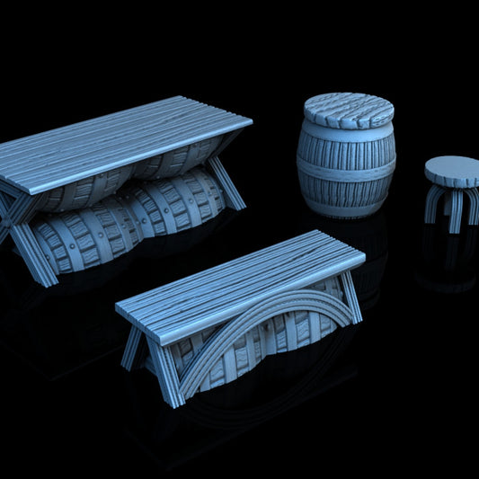 Medieval Town - Scatter Terrain - Barrel Furniture