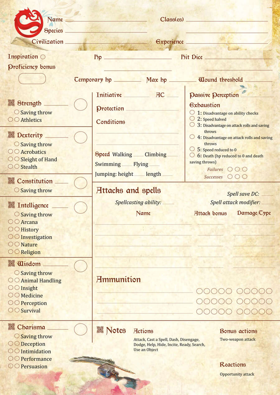 Fateforge - Character Sheets (10 Pack)