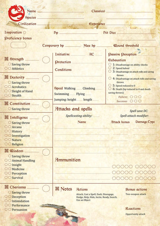 Fateforge - Character Sheets (10 Pack)