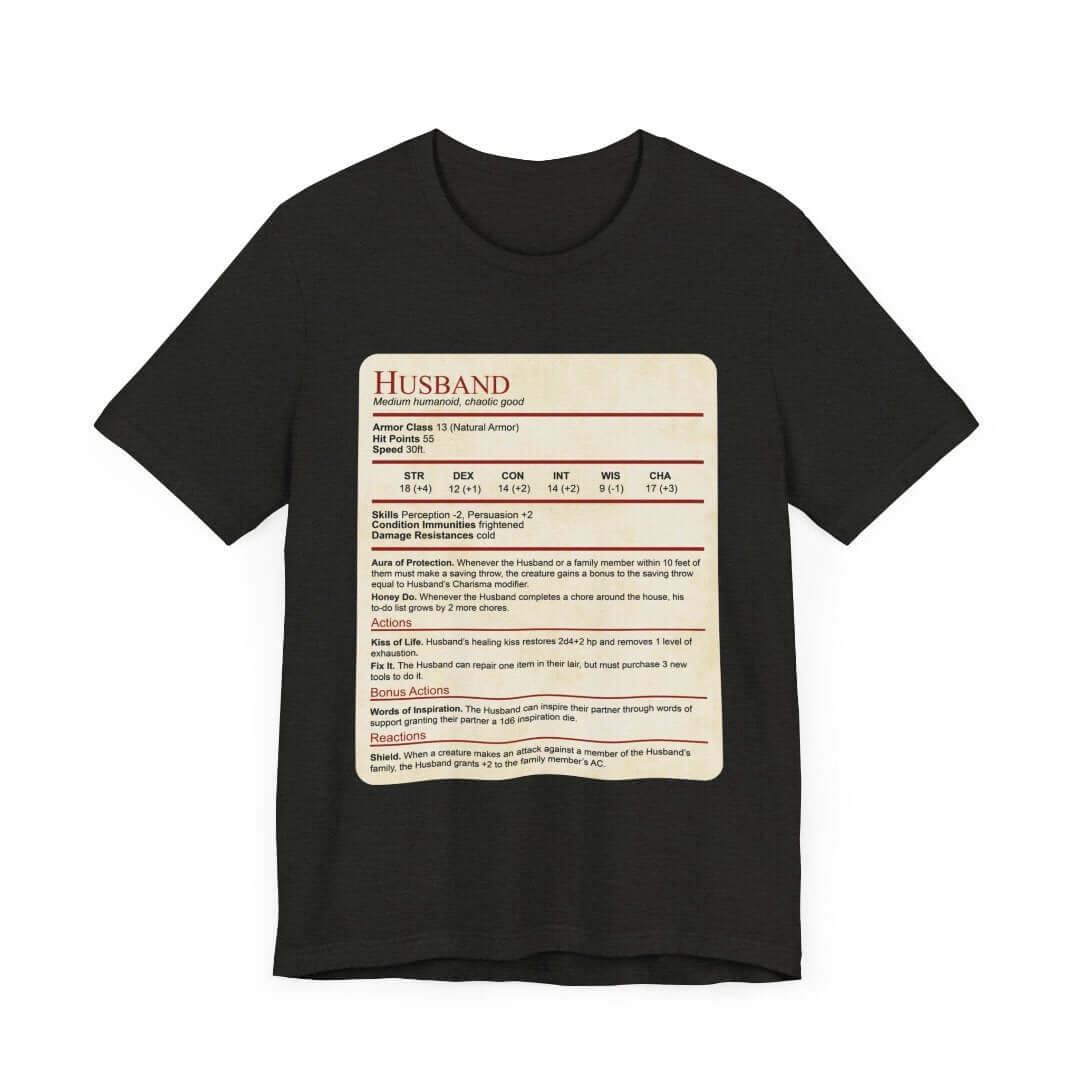 DnD Husband Stat Block T-Shirt