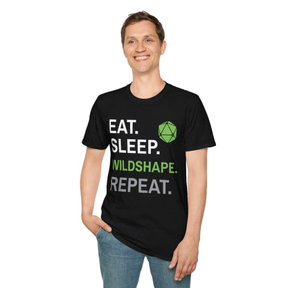 Druid Class T-Shirt – 'Eat, Sleep, Wildshape, Repeat'