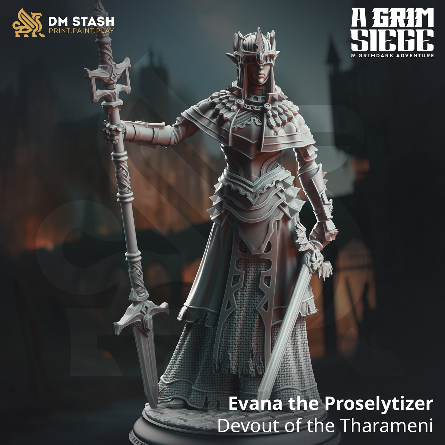 Evana the Proselytizer, Devout of the Tharameni (Female Elf Battlemage)