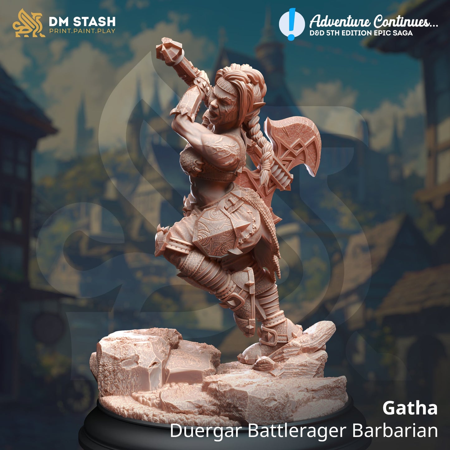 Gatha, Duergar Battlerager (Female Dwarf Barbarian)