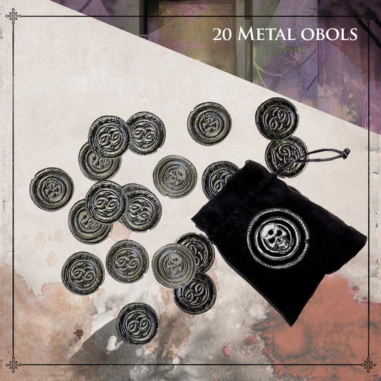 Tainted Grail - Song of a Dying World TTRPG Set of 20 Metal Obol coins w pouch