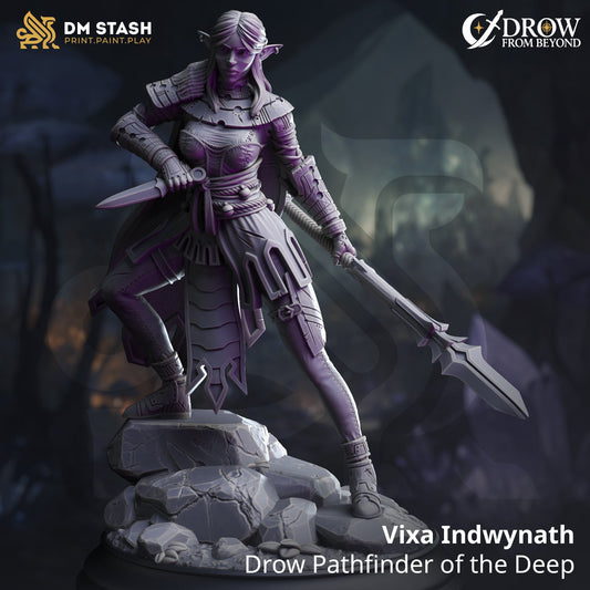 Vixa Indwynath, Pathfinder of the Deep (Female Drow Druid)